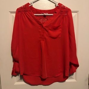 Long sleeve top with crochet detail